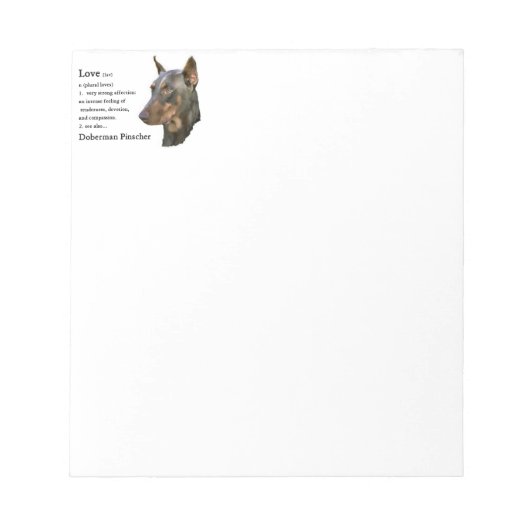 Bloc-note Doberman Pinscher Art Love Is... (Devant)
