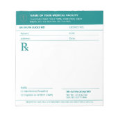 Bloc-note Doctor Prescription Teal Medical RX Pad (Devant)