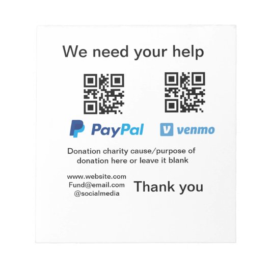 Bloc-note Donation Collection conseil pot ajouter votre q r (Devant)