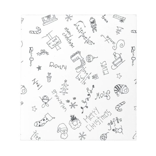 Bloc-note doodé de noël noir et blanc (Devant)
