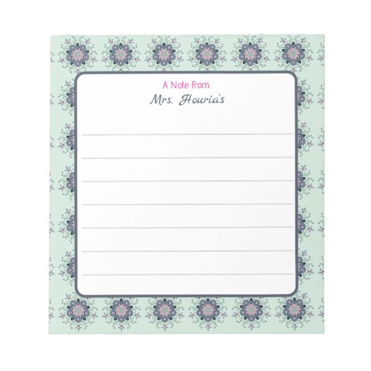 Bloc-note Doodles de Mandala turquoise moderne rose (Devant)