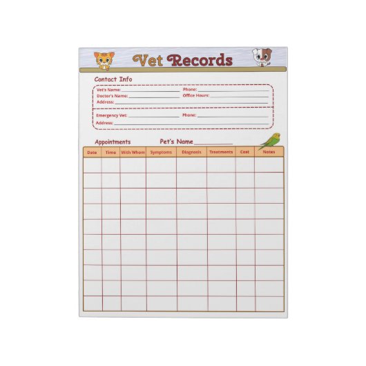 Bloc-note Dossiers vétérinaires (Tourné)