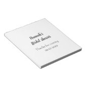 Bloc-note douche de mariée ajouter nom date année merci d'êt (Incliné)