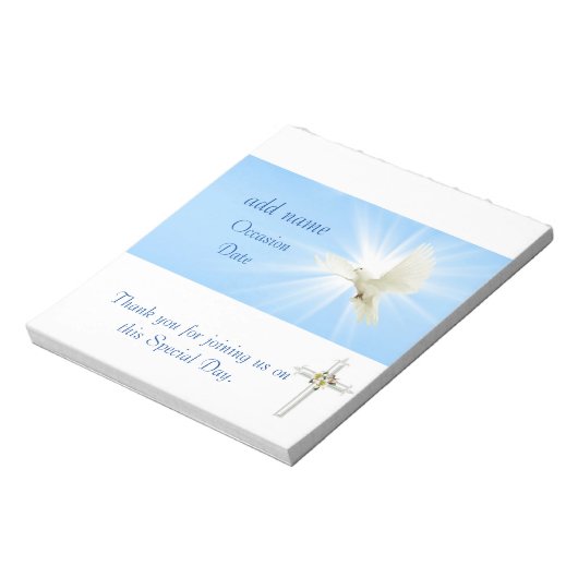 Bloc-note Dove Confirmation, Baptism Candy Bar Wrapper Favor (Tourné)
