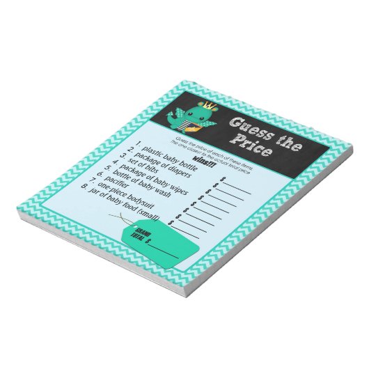 Bloc-note Dragon Baby shower Devinez le prix juste jeu 40pg (Tourné)