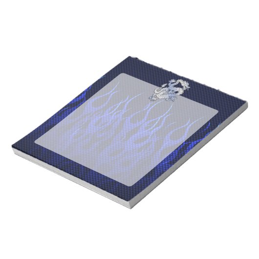 Bloc-note Dragon Bleu dans Chrome Carbon course flammes (Tourné)