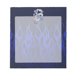 Bloc-note Dragon Bleu dans Chrome Carbon course flammes