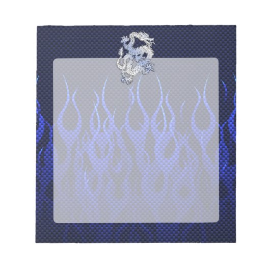 Bloc-note Dragon Bleu dans Chrome Carbon course flammes (Devant)