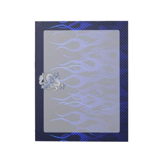 Bloc-note Dragon Bleu dans Chrome Carbon course flammes (Tourné)