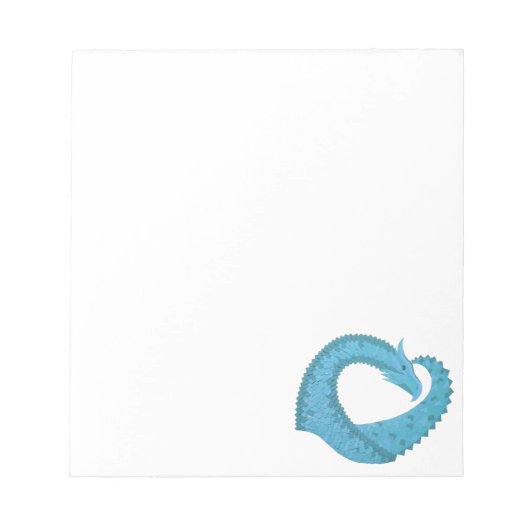 Bloc-note Dragon cardiaque turquoise en blanc (Devant)