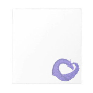 Bloc-note dragon coeur lavande sur fond blanc