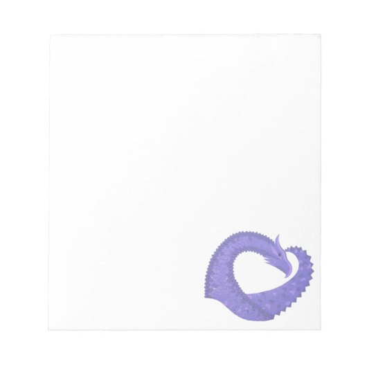 Bloc-note dragon coeur lavande sur fond blanc (Devant)