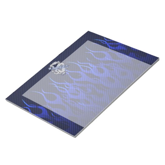 Bloc-note Dragon dans Chrome comme bleu Carbon Fiber Styles (Incliné)