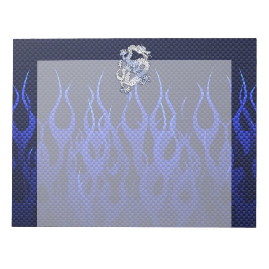 Bloc-note Dragon dans Chrome comme bleu Carbon Fiber Styles (Devant)
