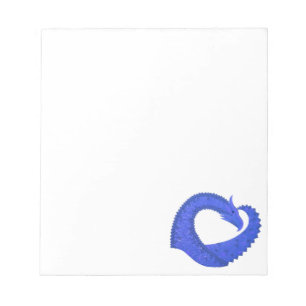 Bloc-note Dragon de coeur bleu sur blanc