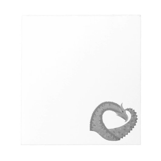 Bloc-note Dragon de coeur gris sur blanc (Devant)