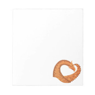 Bloc-note Dragon de coeur orange brûlé sur blanc