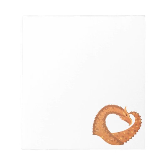 Bloc-note Dragon de coeur orange brûlé sur blanc (Devant)