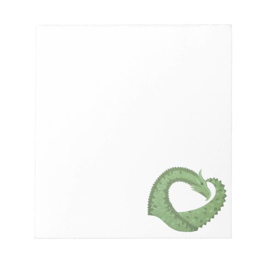 Bloc-note Dragon de coeur vert olive blanc (Devant)