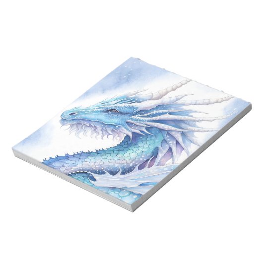 Bloc-note Dragon de glace à l'aquarelle bleu clair (Tourné)