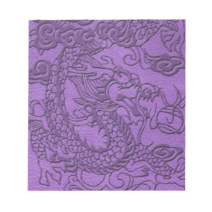 Bloc-note Dragon de relief sur la copie en cuir pourpre