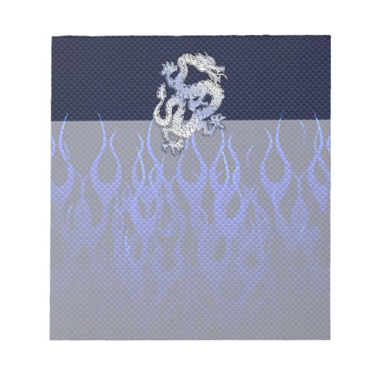Bloc-note Dragon en chrome comme styles de fibre de carbone (Devant)