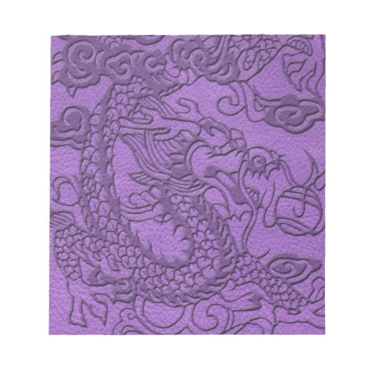 Bloc-note Dragon incorporé sur papier en cuir violet (Devant)