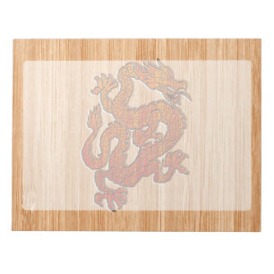 Bloc-note Dragon Oriental Rouge sur style Bambou