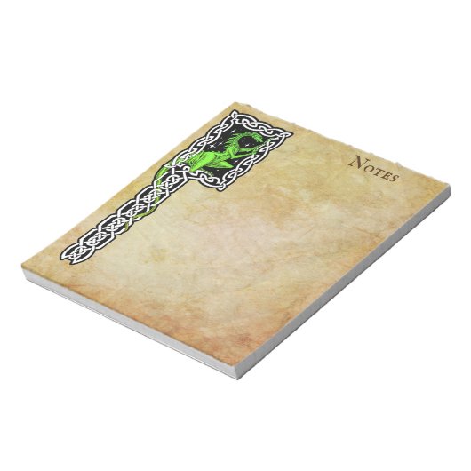 Bloc-note Dragon Vert Avec Bordure Céleste (Tourné)