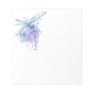 Bloc-note Dragonfly originale aquarelle dans Blue Mauve Natu