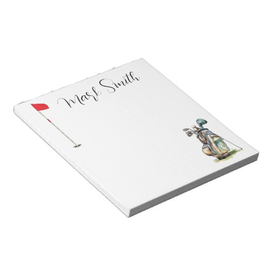 Bloc-note Drapeau de golf et sac pour golfeur (Incliné)