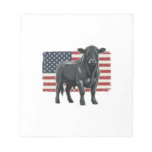 Bloc-note Drapeau taureau patriotique Gravure vintage Graphi