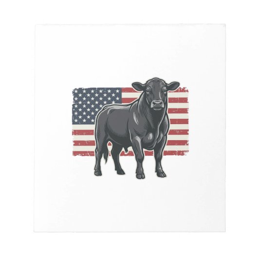 Bloc-note Drapeau taureau patriotique Gravure vintage Graphi (Devant)
