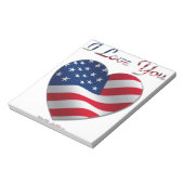 Bloc-note Drapeau USA Cœur Je T'Aime (Tourné)