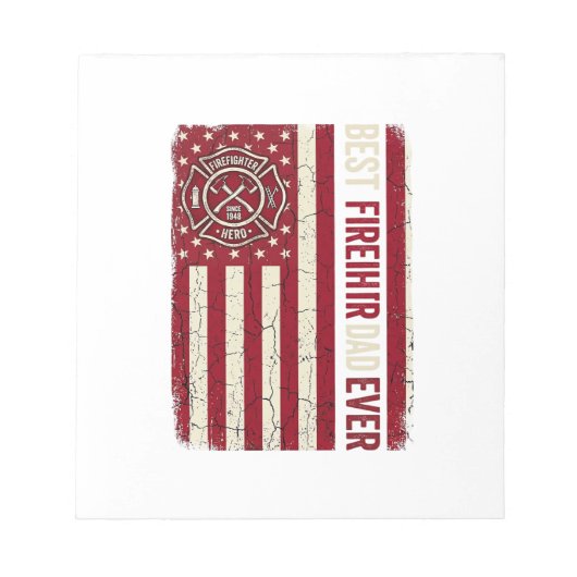 Bloc-note Drapeau vertical vintage papa pompier (Devant)