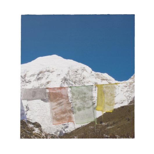 Bloc-note Drapeaux de prière et mont Jhomolhari, Bhoutan. (Devant)
