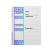 Bloc-note Drapés Bleus & Blanc Élégants | Pages de Recettes (Tourné)
