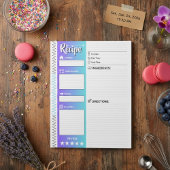 Bloc-note Drapés Bleus & Blanc Élégants | Pages de Recettes
