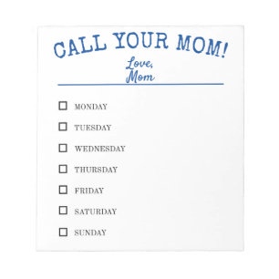 Bloc-note Drôle APPELEZ VOTRE MOM Reminder Checlist