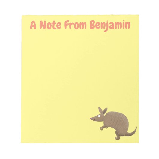 Bloc-note Drôle armadillo joyeux dessin animé (Devant)