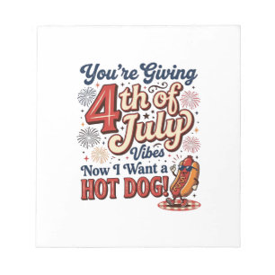 Bloc-note Drôle de 4 juillet Hot Dog Vintage Conception de T