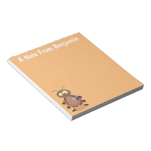 Bloc-note Drôle de dessin animé de cafard mignon (Incliné)