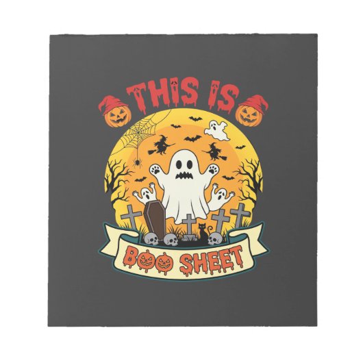 Bloc-note Drôle de Halloween Boo Sheet Fantôme Cimetière (Devant)