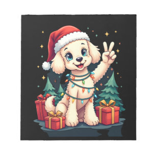 Bloc-note Drôle de main de la paix Poodle Lumières de Noël F