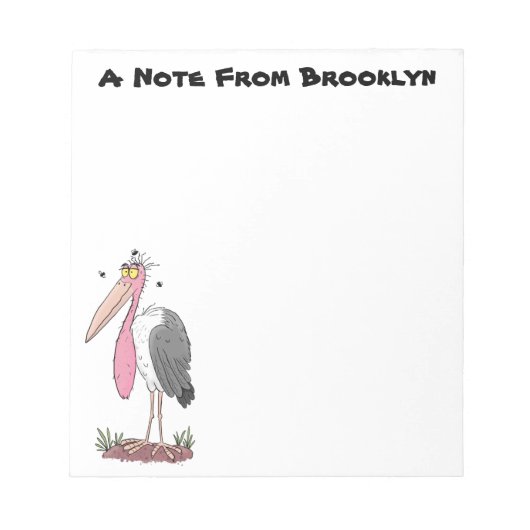 Bloc-note Drôle dessin animé de cigogne en marabou (Devant)