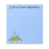 Bloc-note Drôle gras affamé poisson vert dessin de pêche (Devant)