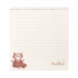Bloc-note Drôle Méditation Chat Paix Aimer mignon Monogramme