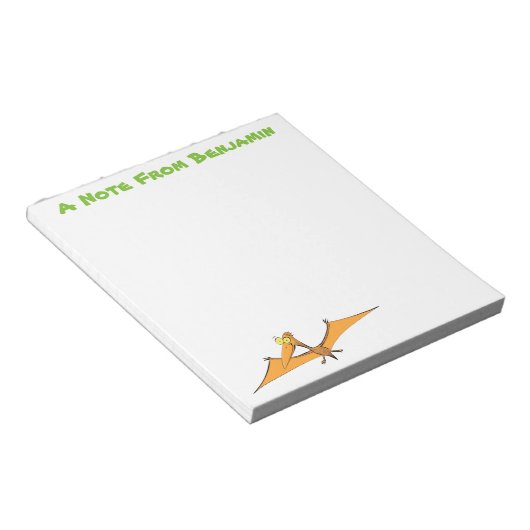 Bloc-note Drôle mignon dessin animé de pterodactyle volant o (Incliné)