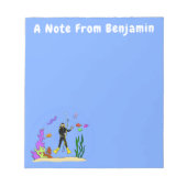 Bloc-note Drôle plongeur et poisson mer créatures dessin ani (Devant)