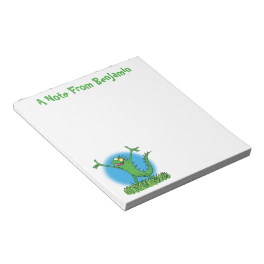 Bloc-note Drôle vert souriant animé lézard d'iguane (Incliné)
